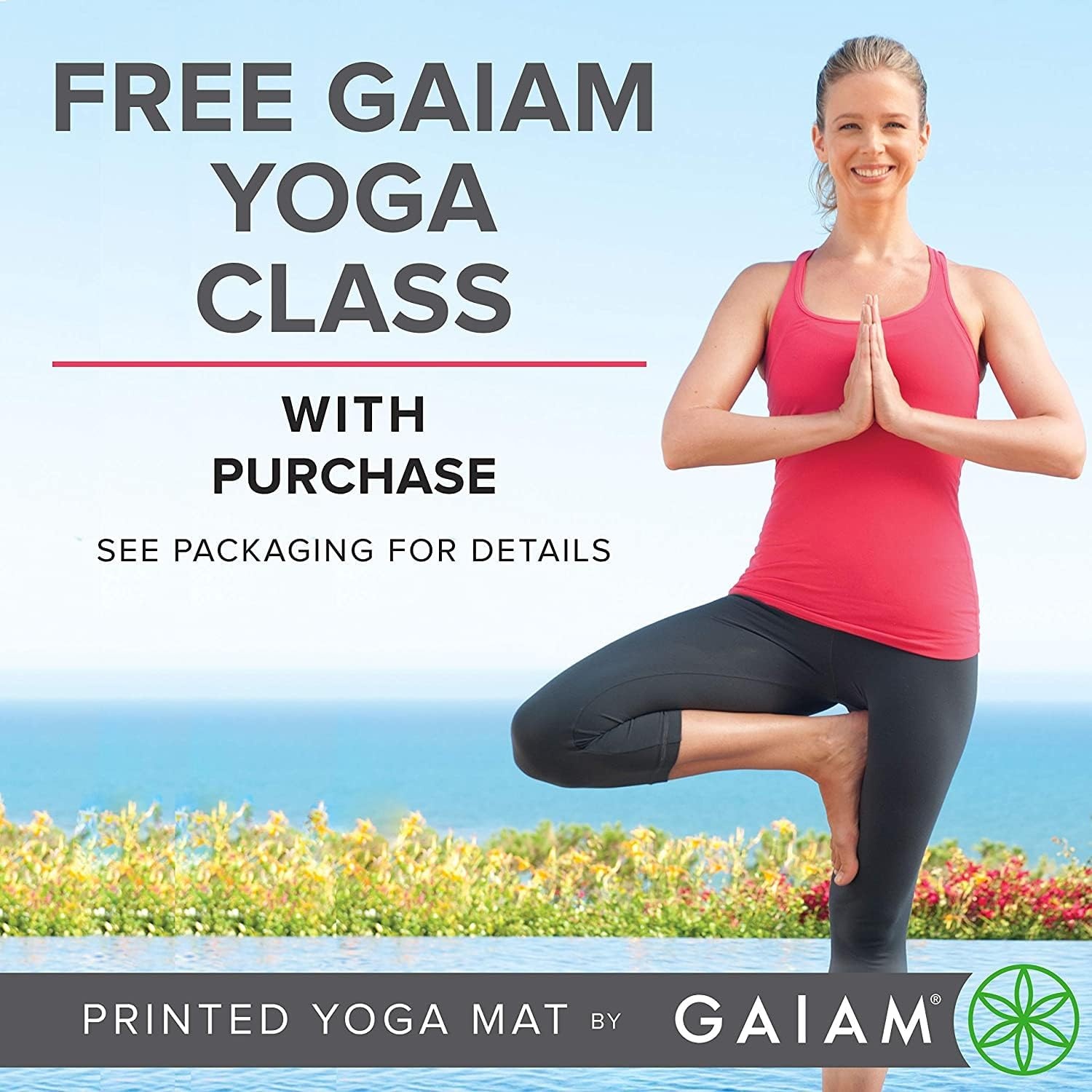 image:imageGaiam Yoga Mat  Premium 5mm Print Thick Non Slip Exercise amp Fitness Mat for All Types of Yoga Pilates amp Floor Workouts 68 x 24 x 5mm  Printed Design  Sticky NonSlip Surface  5mm Cushioning  Yoga Pilates amp Floor Workouts  68x24High Tide Point