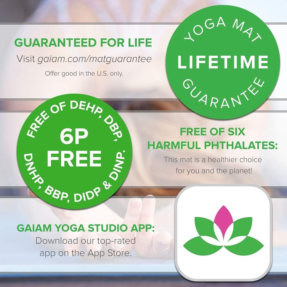 image:imageGaiam Yoga Mat  Premium 5mm Print Thick Non Slip Exercise amp Fitness Mat for All Types of Yoga Pilates amp Floor Workouts 68 x 24 x 5mm  Printed Design  Sticky NonSlip Surface  5mm Cushioning  Yoga Pilates amp Floor Workouts  68x24Cool Mint Sundial