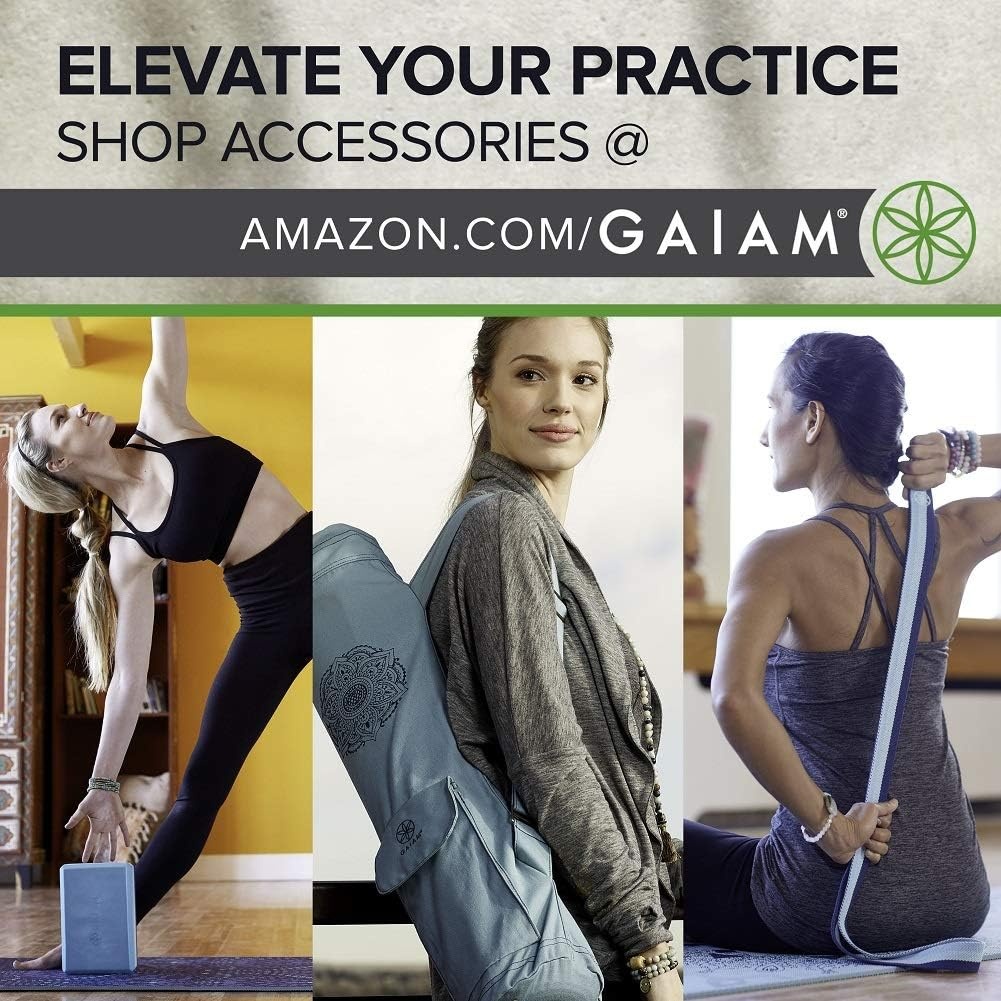 image:imageGaiam Yoga Mat  Premium 5mm Print Thick Non Slip Exercise amp Fitness Mat for All Types of Yoga Pilates amp Floor Workouts 68 x 24 x 5mm  Printed Design  Sticky NonSlip Surface  5mm Cushioning  Yoga Pilates amp Floor Workouts  68x24Indigo Sundial
