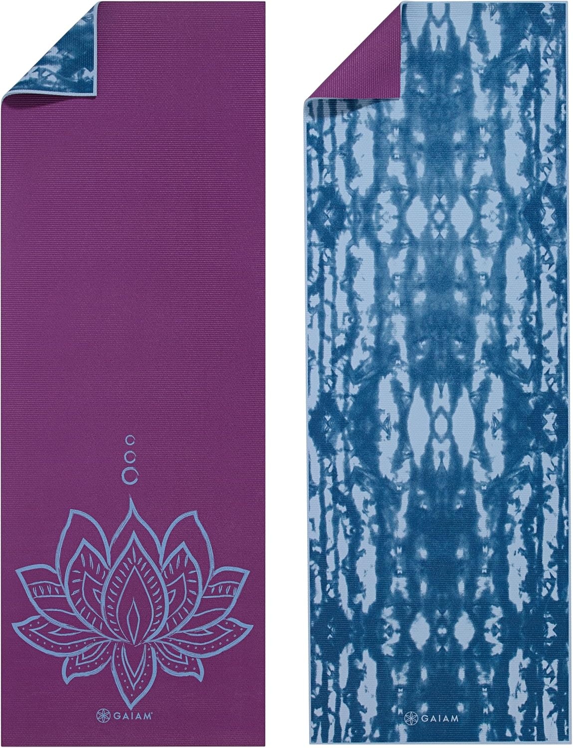 image:imageGaiam Yoga Mat  Premium 6mm Print Reversible Extra Thick Non Slip Exercise amp Fitness Mat for All Types of Yoga Pilates amp Floor Workouts 68 x 24 x 6mm ThickPurple Lotus