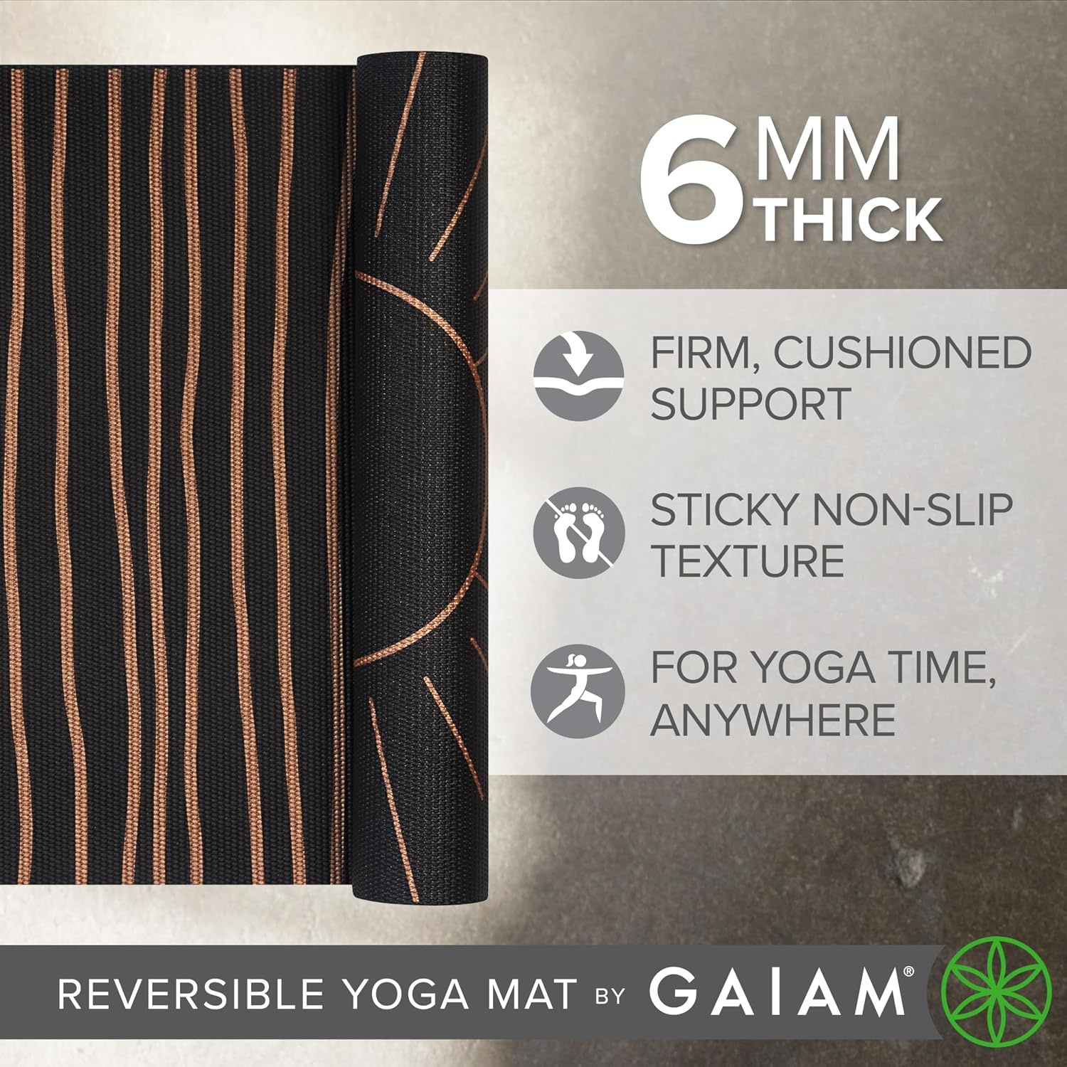 image:imageGaiam Yoga Mat  Premium 6mm Print Reversible Extra Thick Non Slip Exercise amp Fitness Mat for All Types of Yoga Pilates amp Floor Workouts 68 x 24 x 6mm ThickCosmic Energy