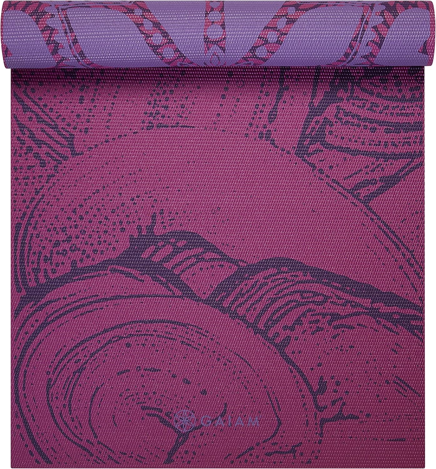 image:imageGaiam Yoga Mat  Premium 6mm Print Reversible Extra Thick Non Slip Exercise amp Fitness Mat for All Types of Yoga Pilates amp Floor Workouts 68 x 24 x 6mm ThickLilac Aurora