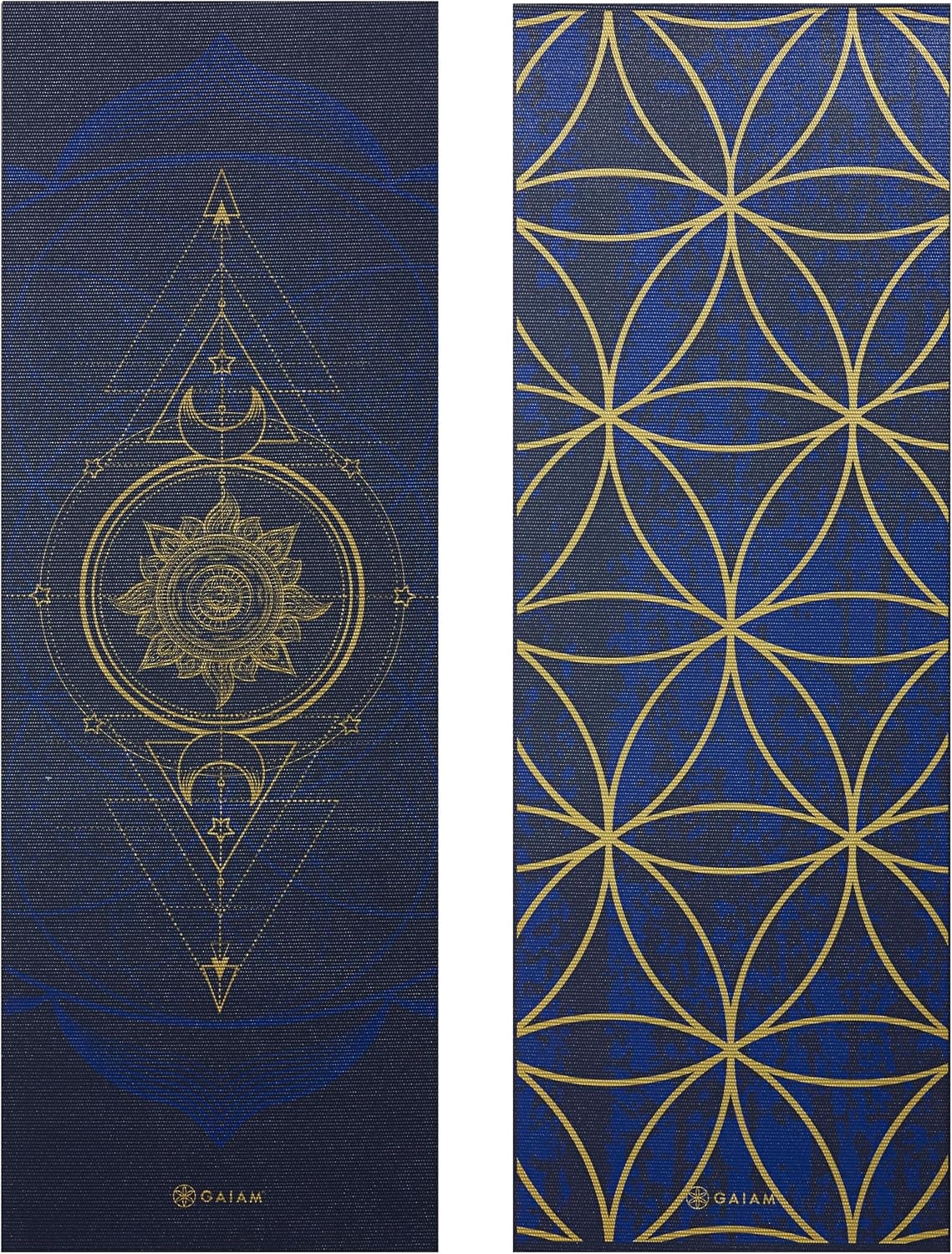 image:imageGaiam Yoga Mat  Premium 6mm Print Reversible Extra Thick Non Slip Exercise amp Fitness Mat for All Types of Yoga Pilates amp Floor Workouts 68 x 24 x 6mm ThickMetallic Sun  Moon