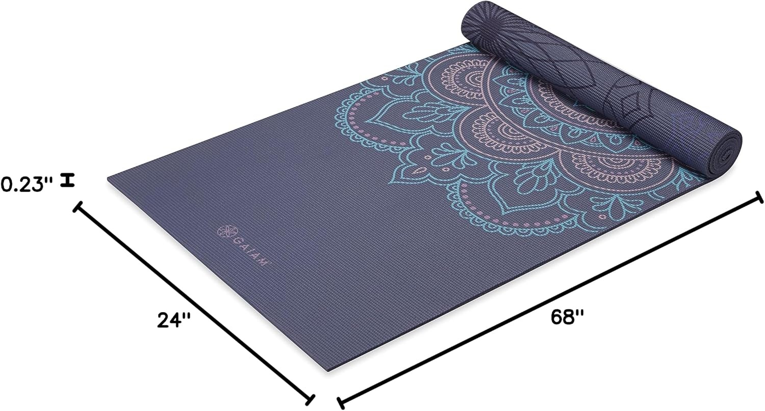 image:imageGaiam Yoga Mat  Premium 6mm Print Reversible Extra Thick Non Slip Exercise amp Fitness Mat for All Types of Yoga Pilates amp Floor Workouts 68 x 24 x 6mm ThickPurple Illusion