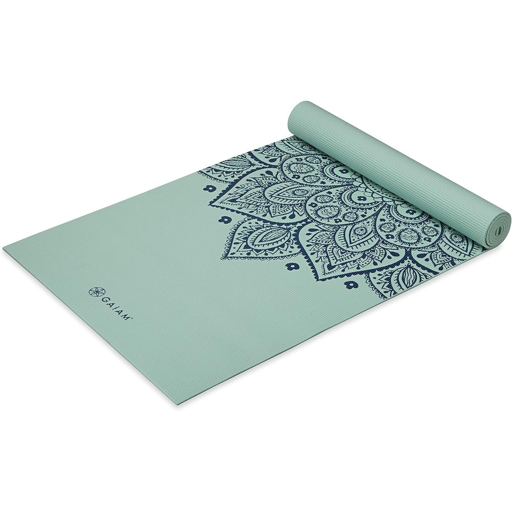 image:imageGaiam Yoga Mat  Premium 5mm Print Thick Non Slip Exercise amp Fitness Mat for All Types of Yoga Pilates amp Floor Workouts 68 x 24 x 5mm  Printed Design  Sticky NonSlip Surface  5mm Cushioning  Yoga Pilates amp Floor Workouts  68x24Cool Mint Sundial
