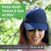 image:imageGaiam Classic Fitness Hat Ponytail Cap Women  QuickDry Sweatband  Ponytail Hole  MoistureWicking  Running Hiking amp Beach  Adjustable FitLeopard Print
