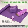 image:imageGaiam Essentials Yoga Mat Set for Beginners  Kit Includes Premium Yoga Mat 72Long x 24W x 6mm Thick with Yoga Mat Carrier Sling Yoga Block 2 Pack 6ft Yoga Strap Hot Yoga Towel