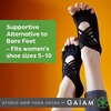 image:imageGaiam Grippy Studio Yoga Socks NonSlip OpenToe One Size  Toeless Design  Silicone Dot Grip  Yoga Pilates amp Barre  TravelReady  Fits Womens Shoe 510Black