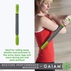 image:imageGaiam Restore Massage Stick Roller  Dimensions 19L Foam Cushioned Performance Hand Held Muscle Massager  Comfort Grip Handles  Solid Steel Construction  FoamCushioned Massage Stick  19 Length  Pre amp PostWorkout Muscle Recovery amp Soreness  Home amp Gym Use