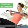 image:imageGaiam Restore Pilates Bar Reformer Kit  Home Fitness Equipment for Total Body Workout  Includes Bar Two 30Inch Resistance Band Cords with Attached Foot Strap Loops  Exercise Guide Included  Pilates Bar with Resistance Cords  Home ReformerStyle Workouts  Core Arms amp FullBody Training  Adjustable