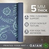 image:imageGaiam Yoga Mat  Premium 5mm Print Thick Non Slip Exercise amp Fitness Mat for All Types of Yoga Pilates amp Floor Workouts 68 x 24 x 5mm  Printed Design  Sticky NonSlip Surface  5mm Cushioning  Yoga Pilates amp Floor Workouts  68x24High Tide Swirl