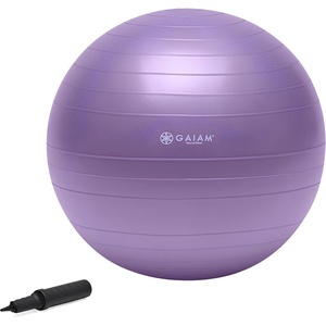 image:imageGaiam Balance Ball Kit AntiBurst Stability Ball with Pump  55cm AntiBurst Ball  Textured Grip Surface  Air Pump Included  Core amp Stability Training  Home UsePurple