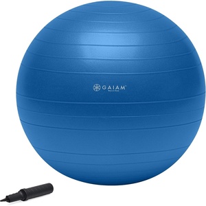 image:imageGaiam Balance Ball Kit AntiBurst Stability Ball with Pump  55cm AntiBurst Ball  Textured Grip Surface  Air Pump Included  Core amp Stability Training  Home UseBlue