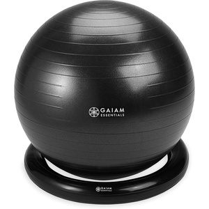 image:imageGaiam Essentials Balance Ball amp Base Kit Yoga Ball Chair Exercise Ball with Inflatable Ring Base for Home or Office Desk Includes Air PumpBlack