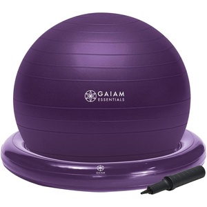 image:imageGaiam Essentials Balance Ball amp Base Kit Yoga Ball Chair Exercise Ball with Inflatable Ring Base for Home or Office Desk Includes Air PumpPurple