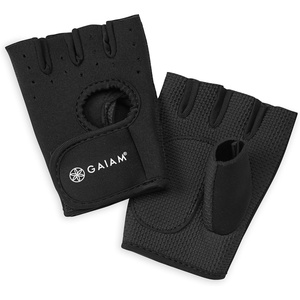 image:imageGaiam Fitness Fingerless Gloves for Weight Training BlackBlack Padded Palm Breathable Mesh Adjustable Velcro Fit amp Comfort Grip for Weight Lifting Workout Gloves for Men amp WomenSmallMedium