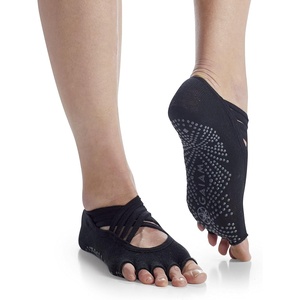 image:imageGaiam Grippy Studio Yoga Socks NonSlip OpenToe One Size  Toeless Design  Silicone Dot Grip  Yoga Pilates amp Barre  TravelReady  Fits Womens Shoe 510Black