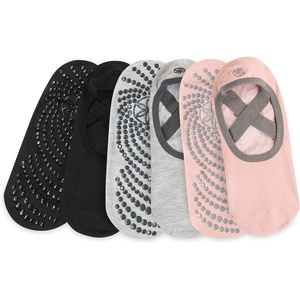image:imageGaiam Grippy Studio Yoga Socks NonSlip OpenToe One Size  Toeless Design  Silicone Dot Grip  Yoga Pilates amp Barre  TravelReady  Fits Womens Shoe 510BlackGreyPink