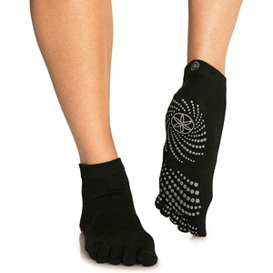 image:imageGaiam Grippy Studio Yoga Socks NonSlip OpenToe One Size  Toeless Design  Silicone Dot Grip  Yoga Pilates amp Barre  TravelReady  Fits Womens Shoe 510BlackGrey