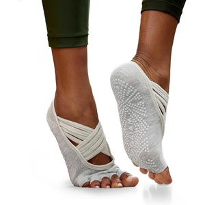 image:imageGaiam Grippy Studio Yoga Socks NonSlip OpenToe One Size  Toeless Design  Silicone Dot Grip  Yoga Pilates amp Barre  TravelReady  Fits Womens Shoe 510Grey