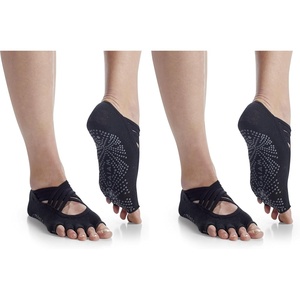 image:imageGaiam Grippy Studio Yoga Socks NonSlip OpenToe One Size  Toeless Design  Silicone Dot Grip  Yoga Pilates amp Barre  TravelReady  Fits Womens Shoe 510Negro