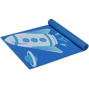 image:imageGaiam Kids Printed Yoga Mat NonToxic Fun Design 3mm  Ages 58  Textured NonSlip Surface  6PFree PVC  60L x 24W  Downloadable Kids Yoga ClassBlue Rocket