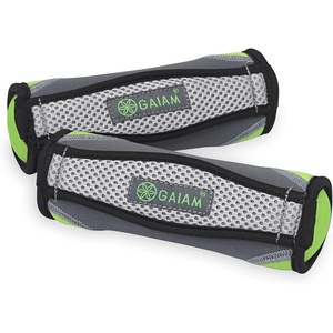 image:imageGaiam Soft Walking Hand Weights with Strap 4lb Set Women Men  Ergonomic Hand Strap  Soft Shell  Walking Running amp Aerobics  2 x 2lb Weights  LowImpact TrainingLime