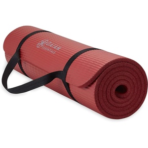 image:imageGaiam Thick Yoga Mat Exercise amp Fitness Mat with EasyCinch Carrying Strap  NonSlip NBR Foam  Joint Cushioning  Yoga Pilates Fitness amp Floor Workouts  72L x 24WRed