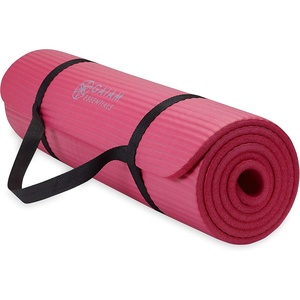 image:imageGaiam Thick Yoga Mat Exercise amp Fitness Mat with EasyCinch Carrying Strap  NonSlip NBR Foam  Joint Cushioning  Yoga Pilates Fitness amp Floor Workouts  72L x 24WPink