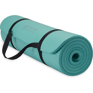 image:imageGaiam Thick Yoga Mat Exercise amp Fitness Mat with EasyCinch Carrying Strap  NonSlip NBR Foam  Joint Cushioning  Yoga Pilates Fitness amp Floor Workouts  72L x 24WTeal