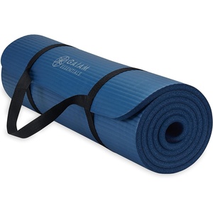 image:imageGaiam Thick Yoga Mat Exercise amp Fitness Mat with EasyCinch Carrying Strap  NonSlip NBR Foam  Joint Cushioning  Yoga Pilates Fitness amp Floor Workouts  72L x 24WNavy