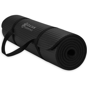 image:imageGaiam Thick Yoga Mat Exercise amp Fitness Mat with EasyCinch Carrying Strap  NonSlip NBR Foam  Joint Cushioning  Yoga Pilates Fitness amp Floor Workouts  72L x 24WBlack
