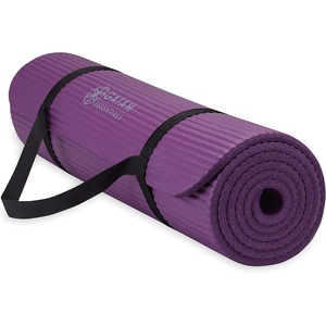 image:imageGaiam Thick Yoga Mat Exercise amp Fitness Mat with EasyCinch Carrying Strap  NonSlip NBR Foam  Joint Cushioning  Yoga Pilates Fitness amp Floor Workouts  72L x 24WPurple