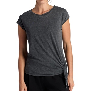 image:imageGaiam Womens Burnout Tie Crewneck TShirt with Adjustable Hem Relaxed Fit Lightweight Breathable MaterialBlack Tap Shoe