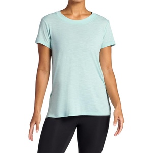image:imageGaiam Womens Restore Rib Mix TShirt Relaxed Fit Lightweight Heathered Material HighLow HemBlue Haze