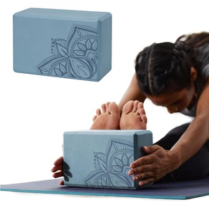 image:imageGaiam Yoga Block  Supportive LatexFree Eva Foam  Soft NonSlip Surface with Beveled Edges for Yoga Pilates MeditationBlue Shadow Point