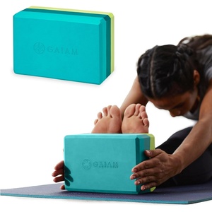 image:imageGaiam Yoga Block  Supportive LatexFree Eva Foam  Soft NonSlip Surface with Beveled Edges for Yoga Pilates MeditationTriColor Teal Tonal
