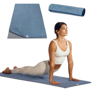 image:imageGaiam Yoga Mat Towel NonSlip Microfiber Black  MatSized Fit  QuickDry Microfiber  NonSlip Silicone Bottom  Machine Washable  Hot Yoga amp Pilates  68x24Blue Shadow