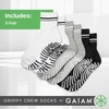 image:imageGaiam Grippy Crew Socks with Silicone Grip NonSlip Socks for Pilates Yoga Barre amp Dance  Cotton Blend  2Pack or 3Pack3 Pack  Solid Black