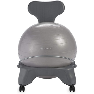 image:imageGaiam Classic Balance Ball Chair Stability Seat  52cm stability ball chair builds core strength while you sit Includes pump amp exercise guideCool Grey