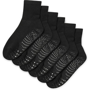 image:imageGaiam Grippy Crew Socks with Silicone Grip NonSlip Socks for Pilates Yoga Barre amp Dance  Cotton Blend  2Pack or 3Pack3 Pack  Solid Black