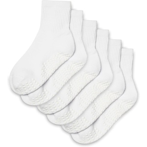 image:imageGaiam Grippy Crew Socks with Silicone Grip NonSlip Socks for Pilates Yoga Barre amp Dance  Cotton Blend  2Pack or 3Pack3 Pack  Solid White