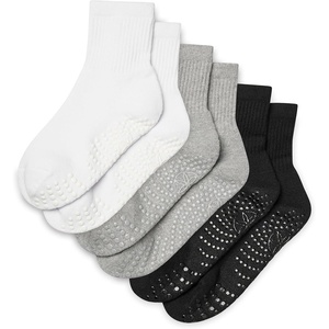 image:imageGaiam Grippy Crew Socks with Silicone Grip NonSlip Socks for Pilates Yoga Barre amp Dance  Cotton Blend  2Pack or 3Pack3 Pack  Solid WhiteSolid GreySolid Black