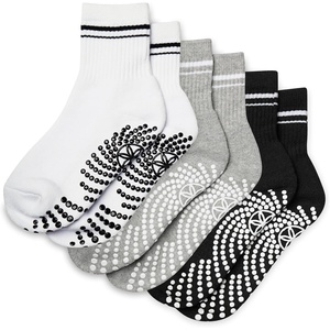 image:imageGaiam Grippy Crew Socks with Silicone Grip NonSlip Socks for Pilates Yoga Barre amp Dance  Cotton Blend  2Pack or 3Pack3 Pack  WhiteGreyBlack