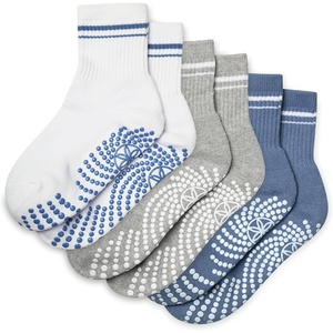 image:imageGaiam Grippy Crew Socks with Silicone Grip NonSlip Socks for Pilates Yoga Barre amp Dance  Cotton Blend  2Pack or 3Pack3 Pack  WhiteGreyBlue Violet