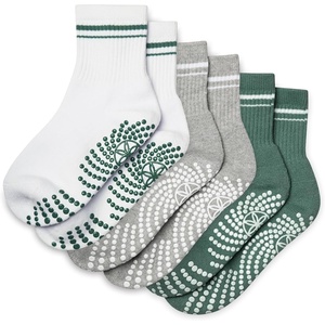 image:imageGaiam Grippy Crew Socks with Silicone Grip NonSlip Socks for Pilates Yoga Barre amp Dance  Cotton Blend  2Pack or 3Pack3 Pack  WhiteGreyEvergreen