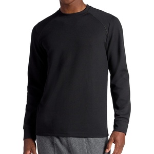 image:imageGaiam Mens Cozy amp Cool Long Sleeve Crewneck Top Standard Fit Stretch Midweight Micro Waffle Jacquard MaterialBlack