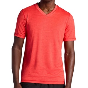 image:imageGaiam Mens Everyday Basic VNeck Top Standard Fit Stretch Midweight MaterialPoppy Red Heather