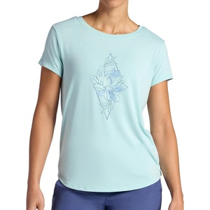 image:imageGaiam Womens Mindful Flower Graphic Crewneck TShirt Relaxed Fit Stretch Lightweight Material Curved HemBlue Haze  Diamond
