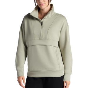 image:imageGaiam Womens Popover Quarterzip Relaxed Cropped Fit Stretch Midweight MaterialSeagrass